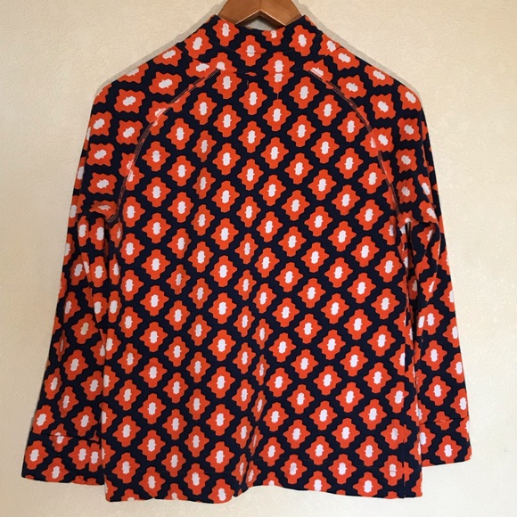 Graphic Print Orange and Navy Quarter Zip Pullover - Picture 2 of 5